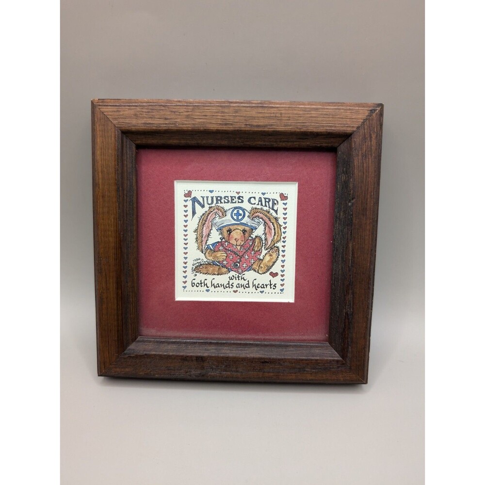 Creative Calligraphy Nurses Care With Both Hands And Heart Framed Picture #1006